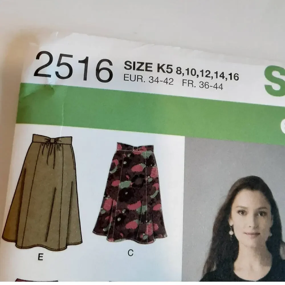 Simplicity 2758 2516 Easy Midi Skirt Variations 6 8 10 12 14 16 Sewing Pattern